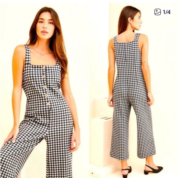 Black gingham print overalls - Picture 5 of 5